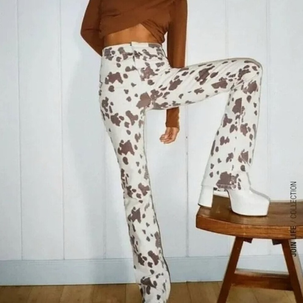 Zara Skinny Flare Cow Print Pants - Picture 7 of 7